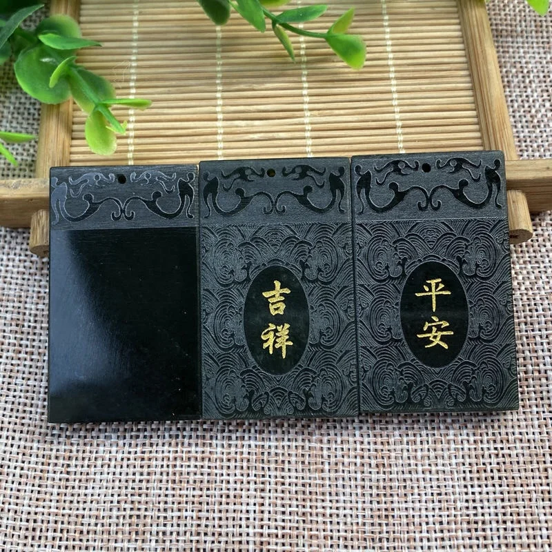 

Hot Selling Natural Hand-carve Hetian jade Cyan Ping An Fu Ruyi Necklace Pendant Fashion JewelryMen Women Luck Gifts1