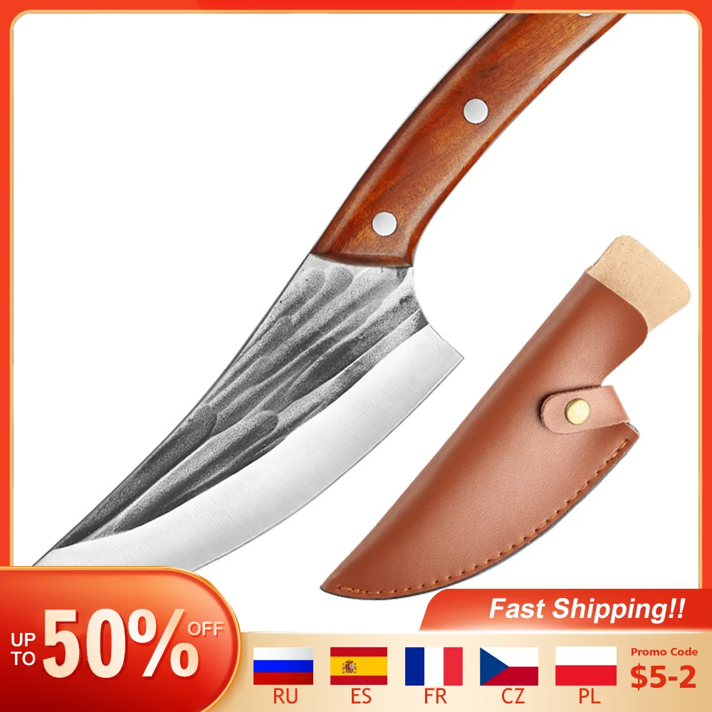 Kitchen Chef Knife Hunting Knife Forged Stainless Steel Boning Knife Fish Meat Cleaver Butcher Knife Outdoor Camping with Sheath
Kitchen Chef Knife Hunting Knife Forged Stainless Steel Boning Knife Fish Meat Cleaver Butcher Knife Outdoor Camping with Sheath