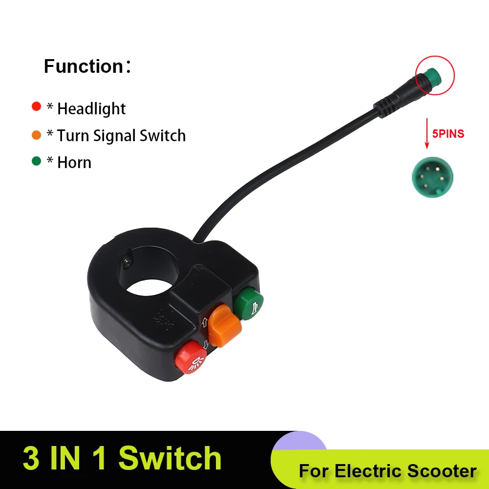 

7/8 Handlebar Horn Switches Turn Signal Head Light Beam Kill Switch 3 in 1 For 10 Inch KUGOO M4 PRO Electric Scooter Accessories