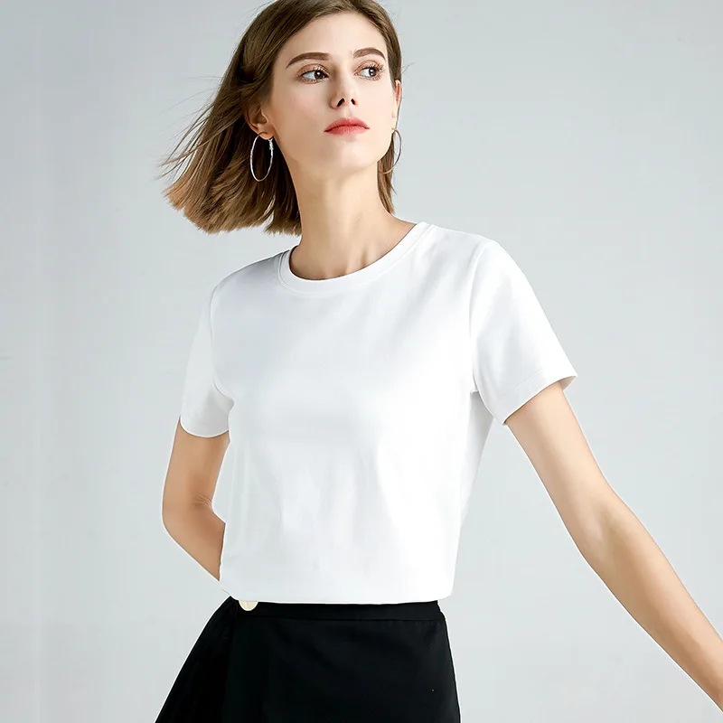 Solid Color Double Mercerized Cotton Women's T-shirt 2022 Summer Simple Fashion Thin White Short-sleeved Top Casual Tees Women
Solid Color Double Mercerized Cotton Women's T-shirt 2022 Summer Simple Fashion Thin White Short-sleeved Top Casual Tees Women
