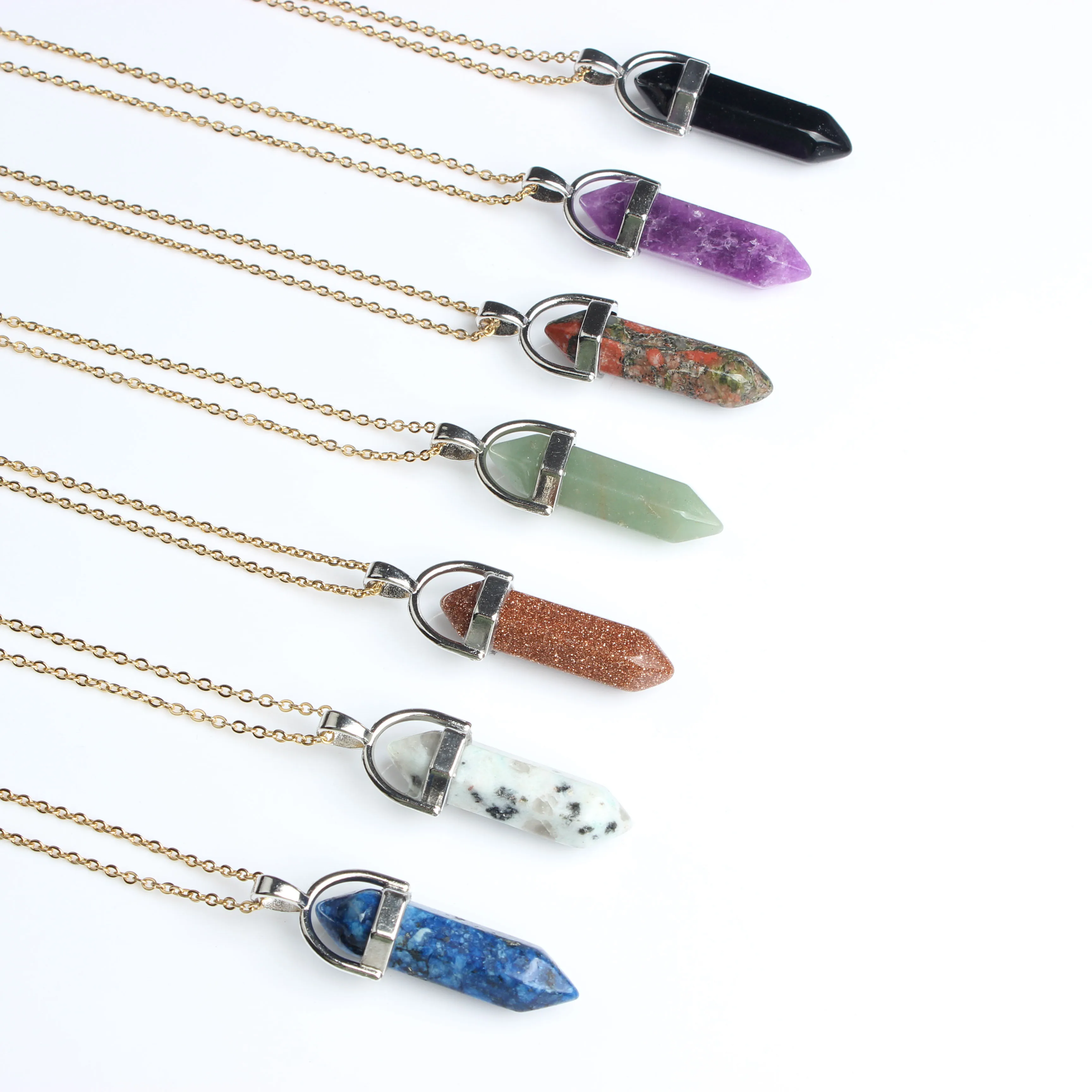 42cm Men's Chain Natural Crystal Necklace Hexagon Pillar Gold Stainless Steel Chain Couple Pendant For Diy Jewelry Women Amulet
42cm Men's Chain Natural Crystal Necklace Hexagon Pillar Gold Stainless Steel Chain Couple Pendant For Diy Jewelry Women Amulet
