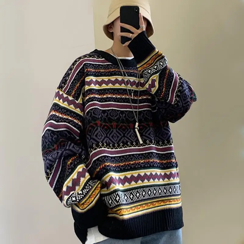 Fashion Round Neck Sweater for Men Autumn Winter Baggy Vintage Pullover Knitwear Couple Long-Sleeved Tops Casual Warm Clothes
Fashion Round Neck Sweater for Men Autumn Winter Baggy Vintage Pullover Knitwear Couple Long-Sleeved Tops Casual Warm Clothes