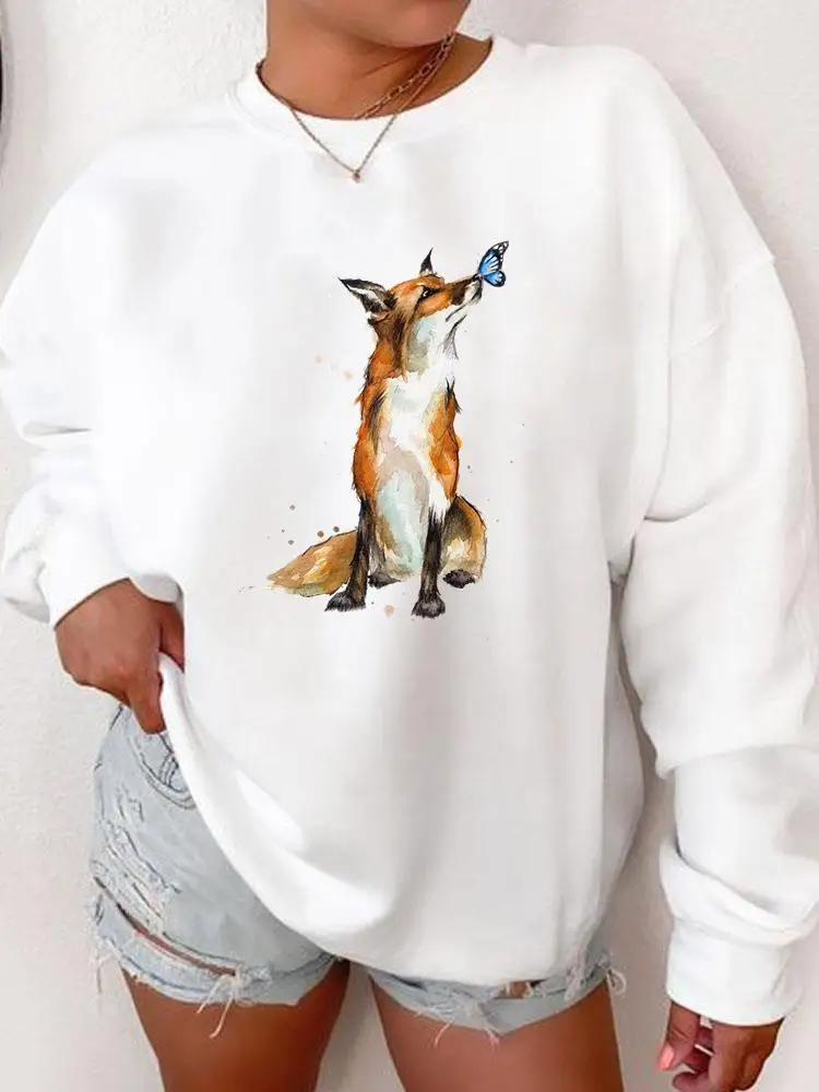Женский свитшот с принтом, повседневный пуловер с длинным рукавом, с рисунком бабочки и диких животных, осень-весна 
Женский свитшот с принтом, повседневный пуловер с длинным рукавом, с рисунком бабочки и диких животных, осень-весна