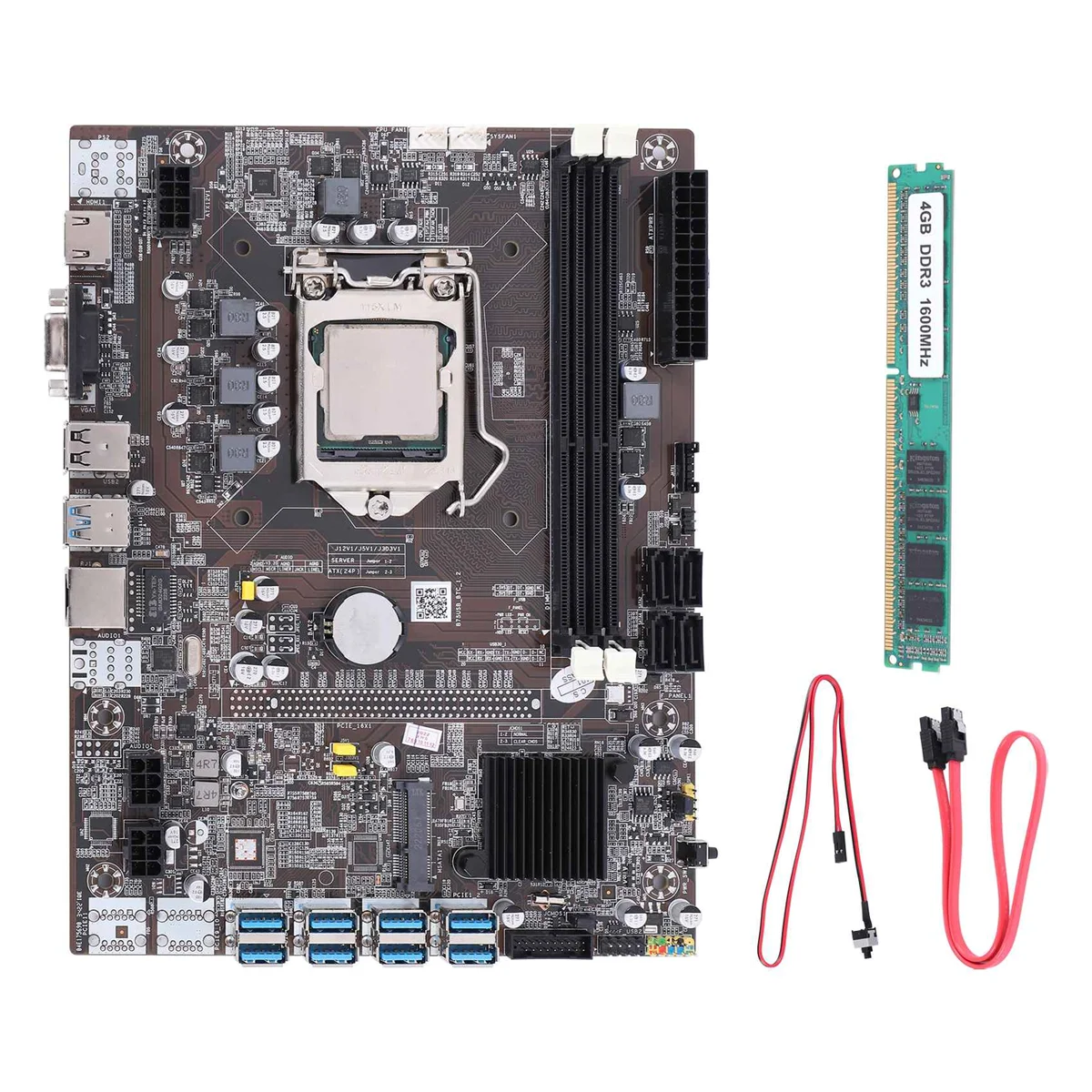 B75 ETH Mining Motherboard+CPU+DDR3 4GB 1600Mhz RAM+Switch Cable+SATA Cable 8XPCIE to USB DDR3 B75 BTC Miner Motherboard
B75 ETH Mining Motherboard+CPU+DDR3 4GB 1600Mhz RAM+Switch Cable+SATA Cable 8XPCIE to USB DDR3 B75 BTC Miner Motherboard