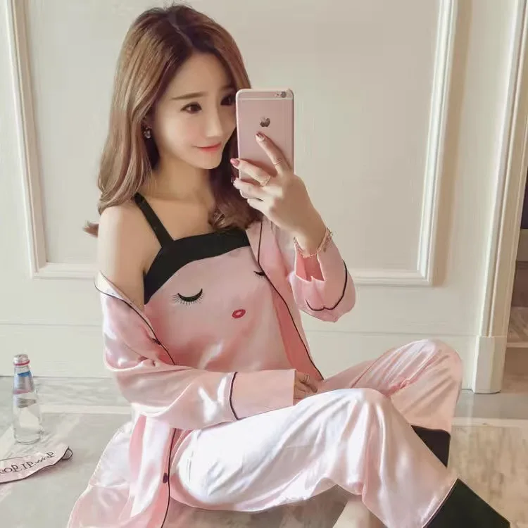 Атласный Шелковый пижамный комплект для женщин, Пижамный костюм с принтом и длинным рукавом, повседневная одежда для сна, одежда для сна, мя...
Атласный Шелковый пижамный комплект для женщин, Пижамный костюм с принтом и длинным рукавом, повседневная одежда для сна, одежда для сна, мя...