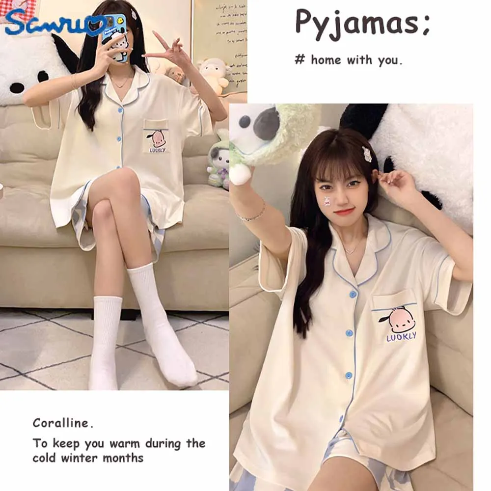Summer Girl Pajamas Home Clothes Sanrioed Pochacco Kawaii Cotton Sweet Women Cartoon Nightdress Set Short Sleeve Shorts Out Gift
Summer Girl Pajamas Home Clothes Sanrioed Pochacco Kawaii Cotton Sweet Women Cartoon Nightdress Set Short Sleeve Shorts Out Gift