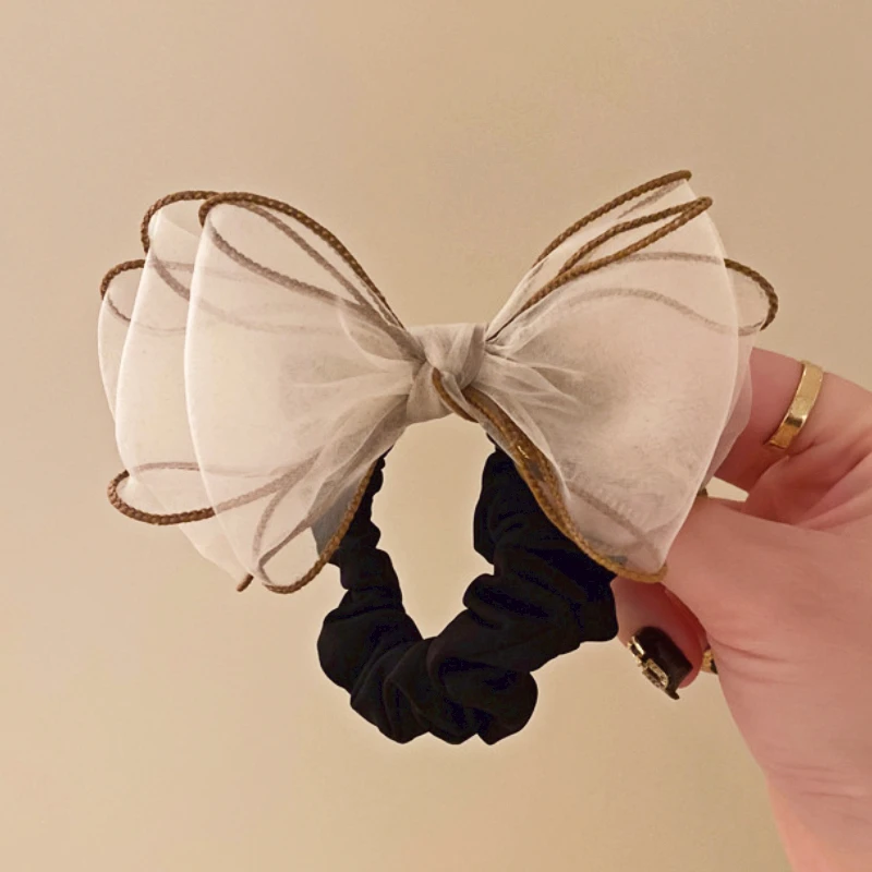 High Quality Elegant Organza Bow Hair Ties Ring for Girls Retro Bows Large Intestine Ball Head Elastic Hair Accessories Mujer
High Quality Elegant Organza Bow Hair Ties Ring for Girls Retro Bows Large Intestine Ball Head Elastic Hair Accessories Mujer