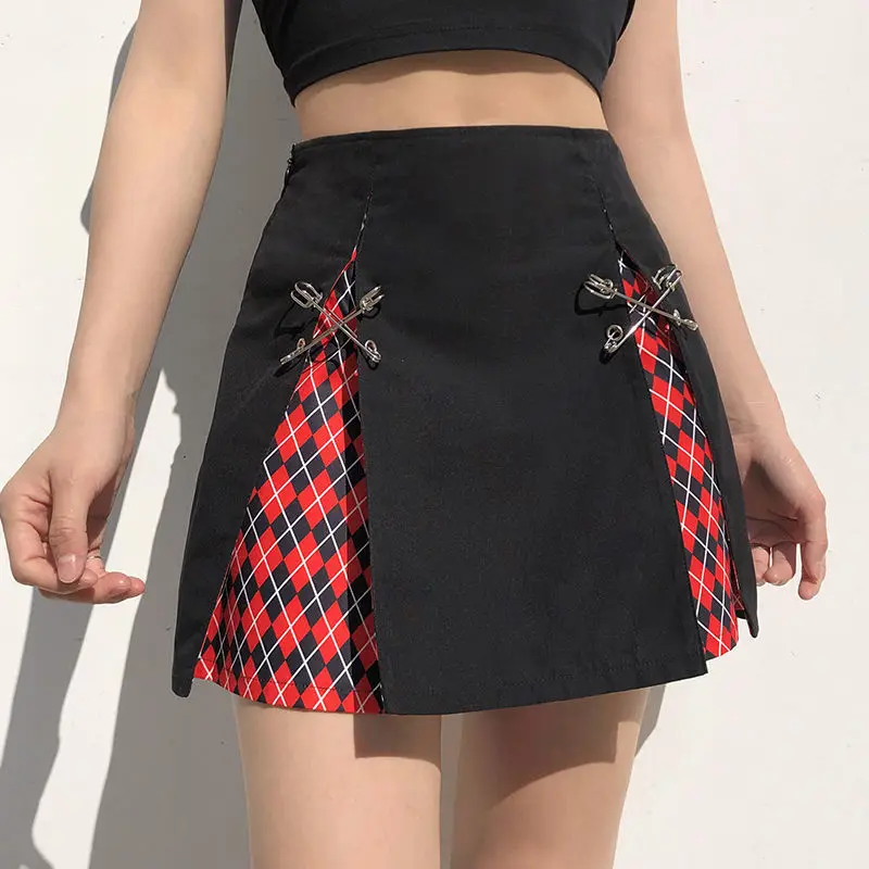 Collision Color Checkerboard splice metal pin half-length skirt woman high waist slim look matching a-line skirt summer
Collision Color Checkerboard splice metal pin half-length skirt woman high waist slim look matching a-line skirt summer