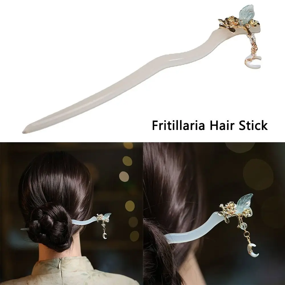 New Girls Vintage Chinese Style Hair Fork Moon Hairpin Hair Accessories Fritillaria Hair Stick 
New Girls Vintage Chinese Style Hair Fork Moon Hairpin Hair Accessories Fritillaria Hair Stick