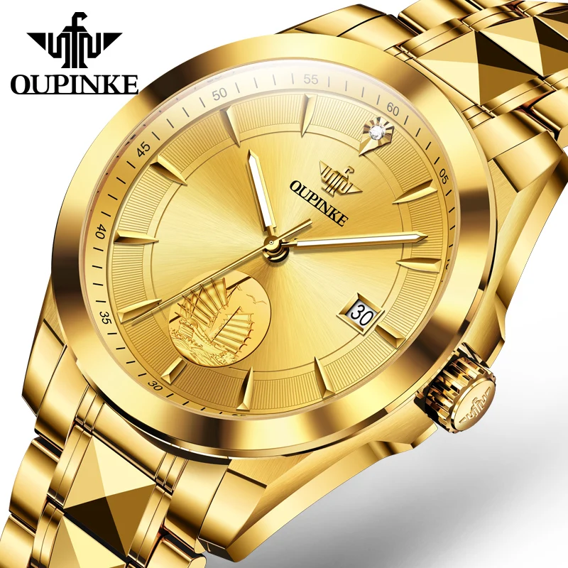 

OUPINKE Men Watche Automatic Mechanical Luxury Diamond Dress Self Winding Sapphire Crystal Tungsten Steel Date Wrist Watches