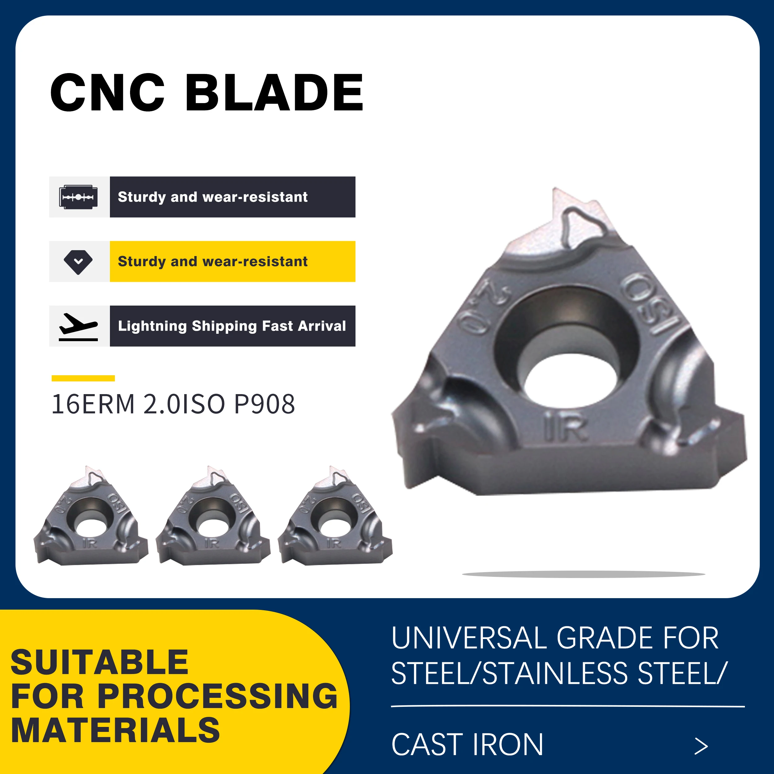 High Quality Threading Inserts 08IRM A60 16IRM/ERM AG55/60 1.0/1.25/1.5/1.75/2.0/2.5/3.0ISO P908 CNC Lathe Tools Carbide Blades
High Quality Threading Inserts 08IRM A60 16IRM/ERM AG55/60 1.0/1.25/1.5/1.75/2.0/2.5/3.0ISO P908 CNC Lathe Tools Carbide Blades