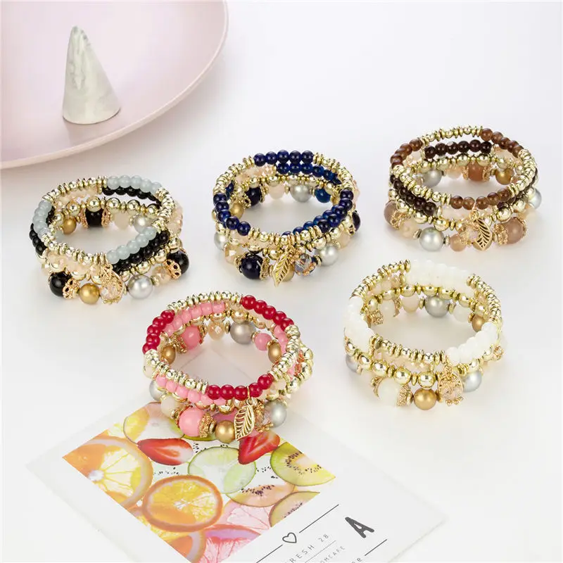 Fashion Handmade Beaded Bracelets for Women Leaf Design Boho Multi-layer Beads Bracelet Set Bangles Jewelry Gift
Fashion Handmade Beaded Bracelets for Women Leaf Design Boho Multi-layer Beads Bracelet Set Bangles Jewelry Gift