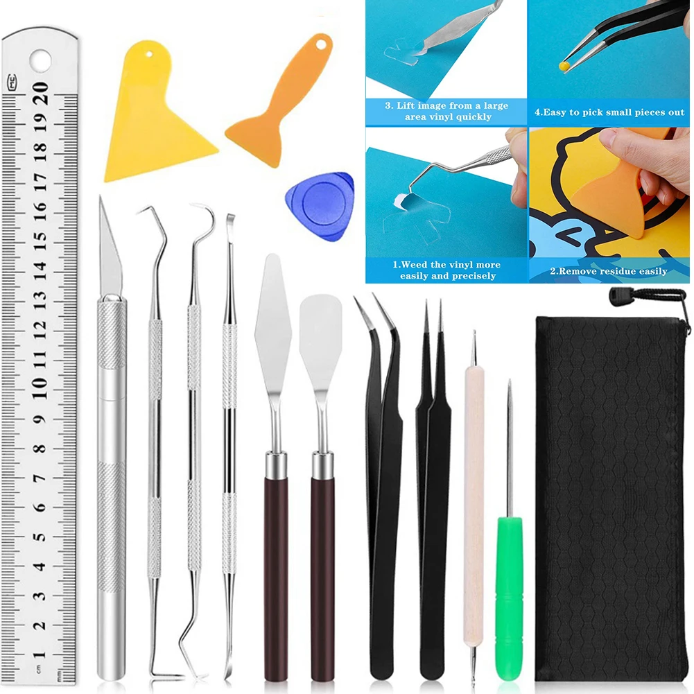 Weeding Tool Craft Tool Kit Non Slip Accessories Basic Lettering Kits Scraper Set Stainless Steel Tweezers Vinyl
Weeding Tool Craft Tool Kit Non Slip Accessories Basic Lettering Kits Scraper Set Stainless Steel Tweezers Vinyl