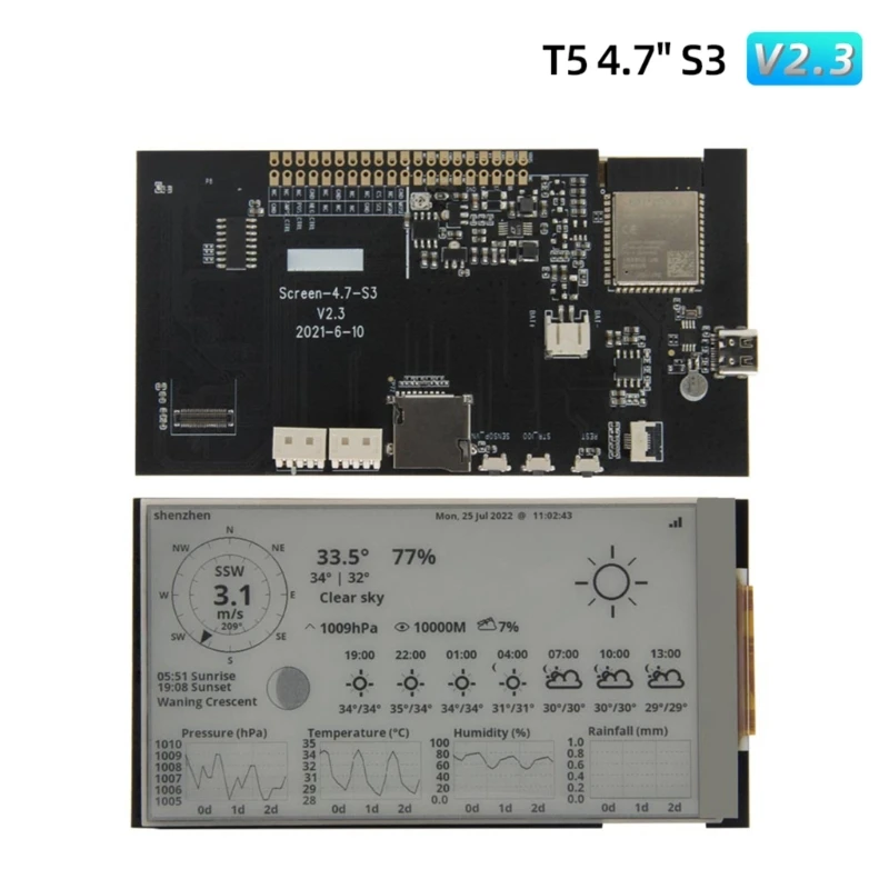Bluetooth-compatible Wireless Module T5 V2.3 ESP32-S3 4.7 Inch E paper Display Electronic Ink Screen Development Board
Bluetooth-compatible Wireless Module T5 V2.3 ESP32-S3 4.7 Inch E paper Display Electronic Ink Screen Development Board