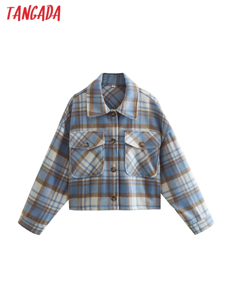 Tangada 2022 Women Blue Plaid Oversize Woolen Crop Jacket Long Sleeve Female Overcoat QJ77
Tangada 2022 Women Blue Plaid Oversize Woolen Crop Jacket Long Sleeve Female Overcoat QJ77