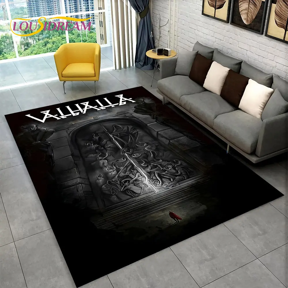 

3D Viking Norse Mythology God Valhalla Area Rug,Carpet Rug for Living Room Bedroom Sofa Doormat Kitchen Decor,Non-slip Floor Mat