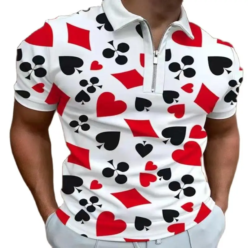 Men Fashion printing Short sleeve Street T-shirt Casual Zip-up Turn-down Collar Polo Shirts Vintage Casual Men's Slim Polo Shirt
Men Fashion printing Short sleeve Street T-shirt Casual Zip-up Turn-down Collar Polo Shirts Vintage Casual Men's Slim Polo Shirt