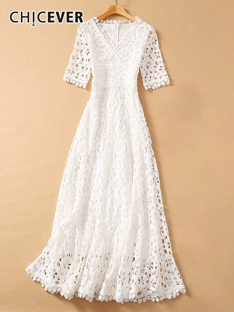 CHICEVER White Casual Dress For Women V Neck Short Sleeve High Waist Hollow Out Slimming Dresses Female 2022 Clothes Fashion New
CHICEVER White Casual Dress For Women V Neck Short Sleeve High Waist Hollow Out Slimming Dresses Female 2022 Clothes Fashion New