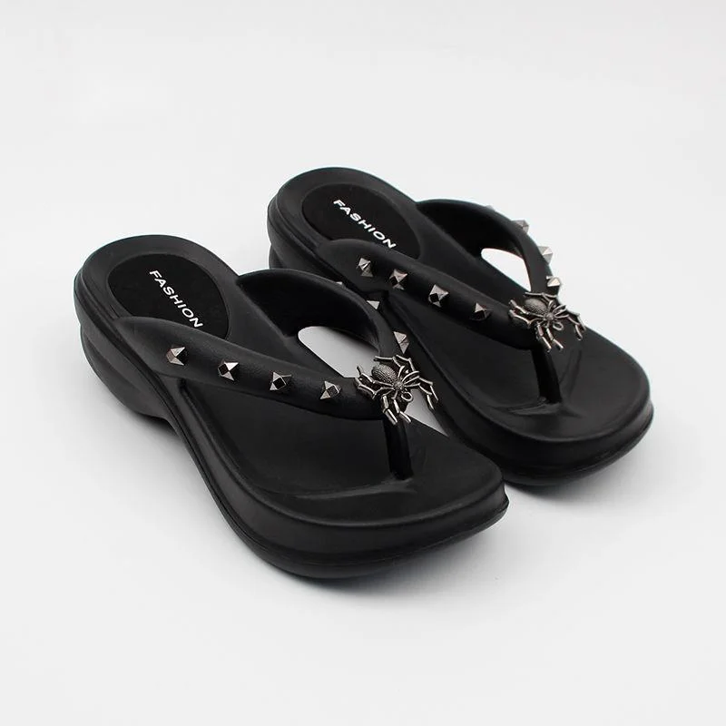 Шлепанцы женские в готическом стиле, толстая подошва, череп-паук, сандалии, Хэллоуин, летняя пляжная обувь, модные тапочки 
Шлепанцы женские в готическом стиле, толстая подошва, череп-паук, сандалии, Хэллоуин, летняя пляжная обувь, модные тапочки