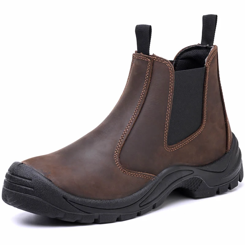 

Мужские модные защитные ботинки со стальными носками, Рабочая обувь из коровьей кожи, уличные коричневые рабочие ботильоны челси, защитная обувь