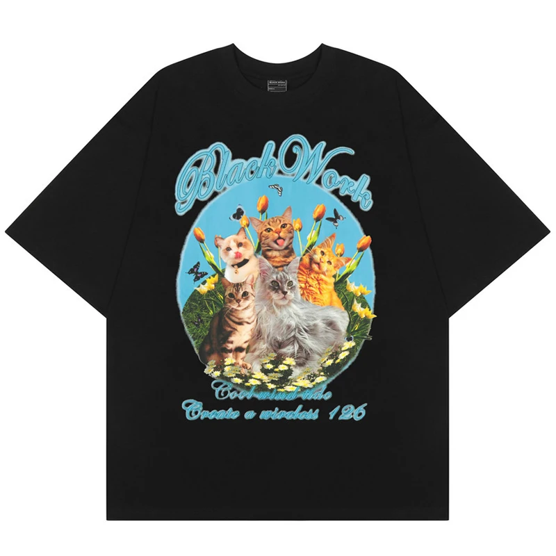 2022 Men Hip Hop Streetwear T-Shirt Harajuku Cute Cat Flowers T Shirt Cotton Casual Summer Short Sleeve Tshirt Tops Tees Black
2022 Men Hip Hop Streetwear T-Shirt Harajuku Cute Cat Flowers T Shirt Cotton Casual Summer Short Sleeve Tshirt Tops Tees Black