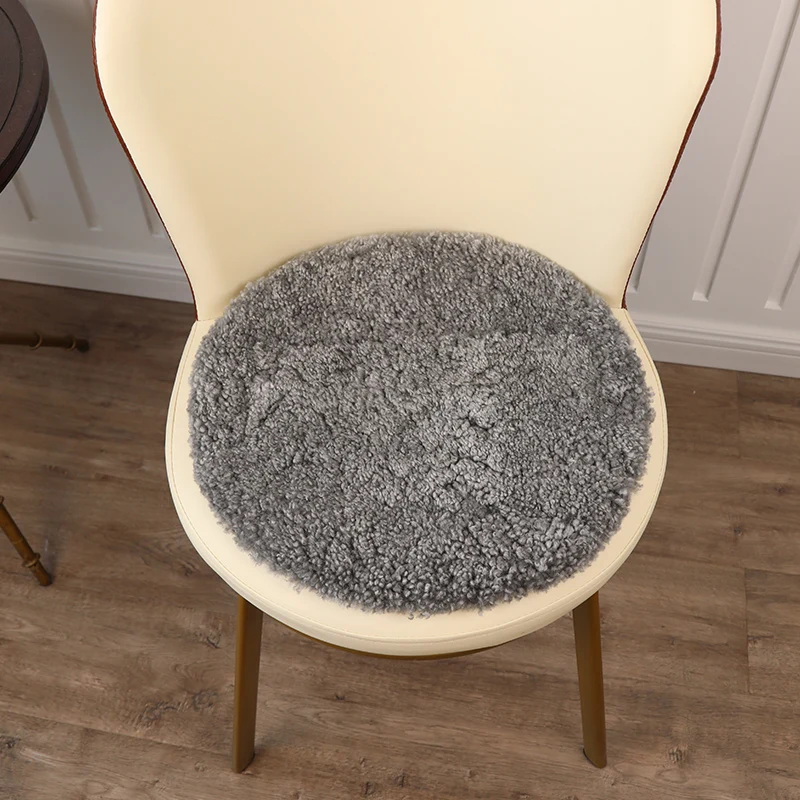 

Round shaped single side short hair genuine sheepskin tatami floor mat , soft sheep fur chair pad for winter, fur car seat mat