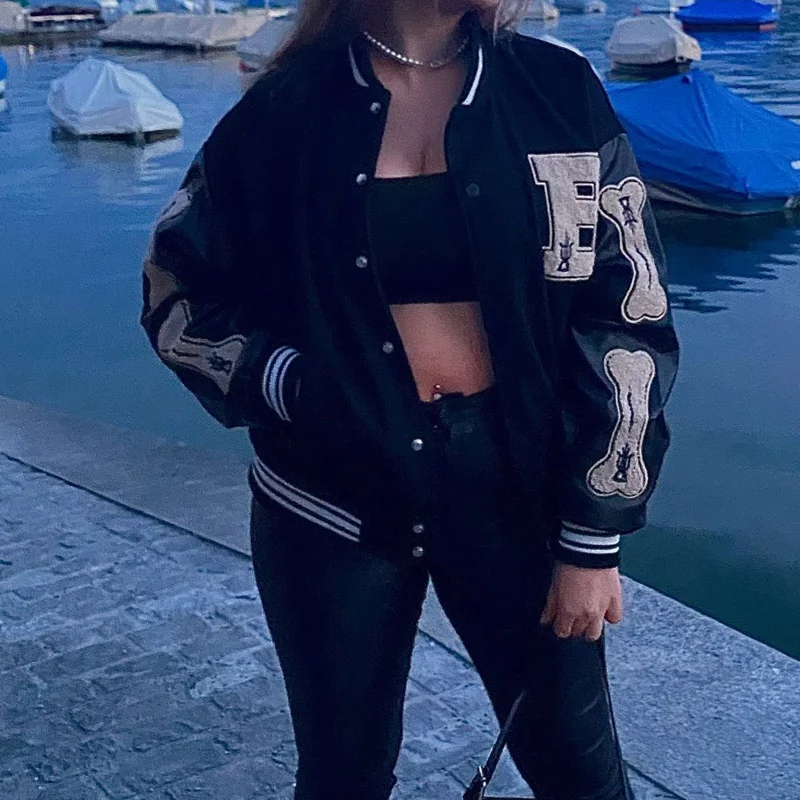 Womens College Coats and Jackets High Street Hip-Hop Baseball Harajuku Street Casual Coat Loose Stitching Varsity Jacket New Ins
Womens College Coats and Jackets High Street Hip-Hop Baseball Harajuku Street Casual Coat Loose Stitching Varsity Jacket New Ins