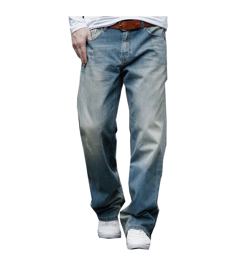 

Джинсы мужские мешковатые прямые с широкими штанинами, брюки из денима свободного покроя в стиле хип-хоп, цвет голубой, для отдыха, большие размеры, весна-осень