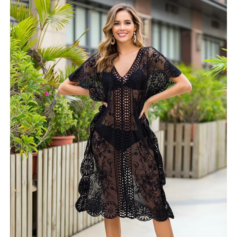 Summer New Swimwear Women Bikini Cover-up Sexy V-neck Sunscreen Lace Beach Dress Women's Swimsuit Fashion Beach Dress Beachwear
Summer New Swimwear Women Bikini Cover-up Sexy V-neck Sunscreen Lace Beach Dress Women's Swimsuit Fashion Beach Dress Beachwear