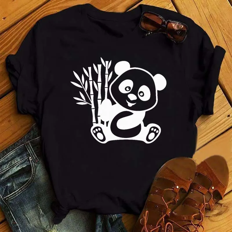 Fashion Short Sleeve Cartoon Graphic Female Clothes Black Tops Tees Tshirt T-Shirt Lovely Panda Pocket Print Women T Shirt
Fashion Short Sleeve Cartoon Graphic Female Clothes Black Tops Tees Tshirt T-Shirt Lovely Panda Pocket Print Women T Shirt