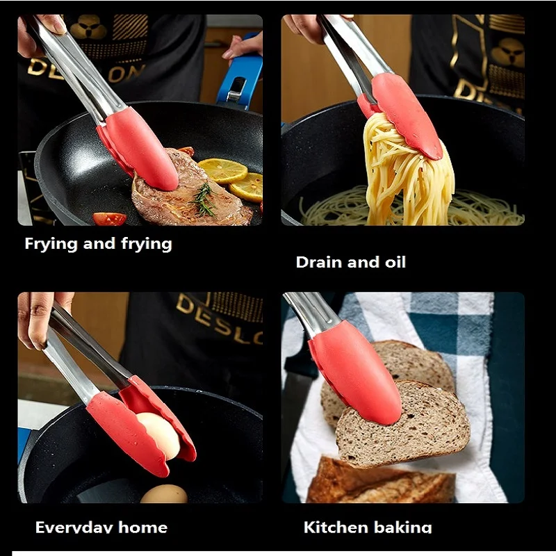 Silicone BBQ Grilling Tong Kitchen Cooking Salad Bread Serving Tong Non-Stick Barbecue Clip Clamp Stainless Steel Tools Gadgets
Silicone BBQ Grilling Tong Kitchen Cooking Salad Bread Serving Tong Non-Stick Barbecue Clip Clamp Stainless Steel Tools Gadgets
