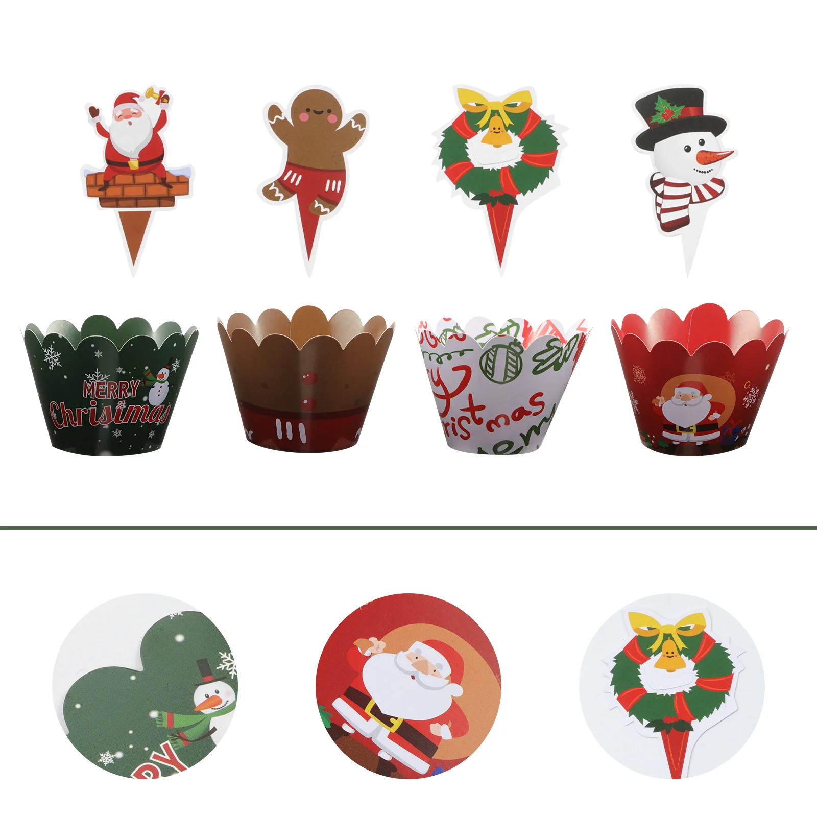 

24 Pcs Cake Border Wrappers Toppers Dessert Wraps Cupcake Holder Cups Christmas Wrapping Paper Muffin Baking Liners