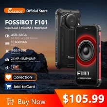 FOSSiBOT F101 Rugged Smartphone, Cellphone, Android 12 Mobile Phone, 4GB 64GB, 24MP Camera, 10600mAh Waterproof 5.45