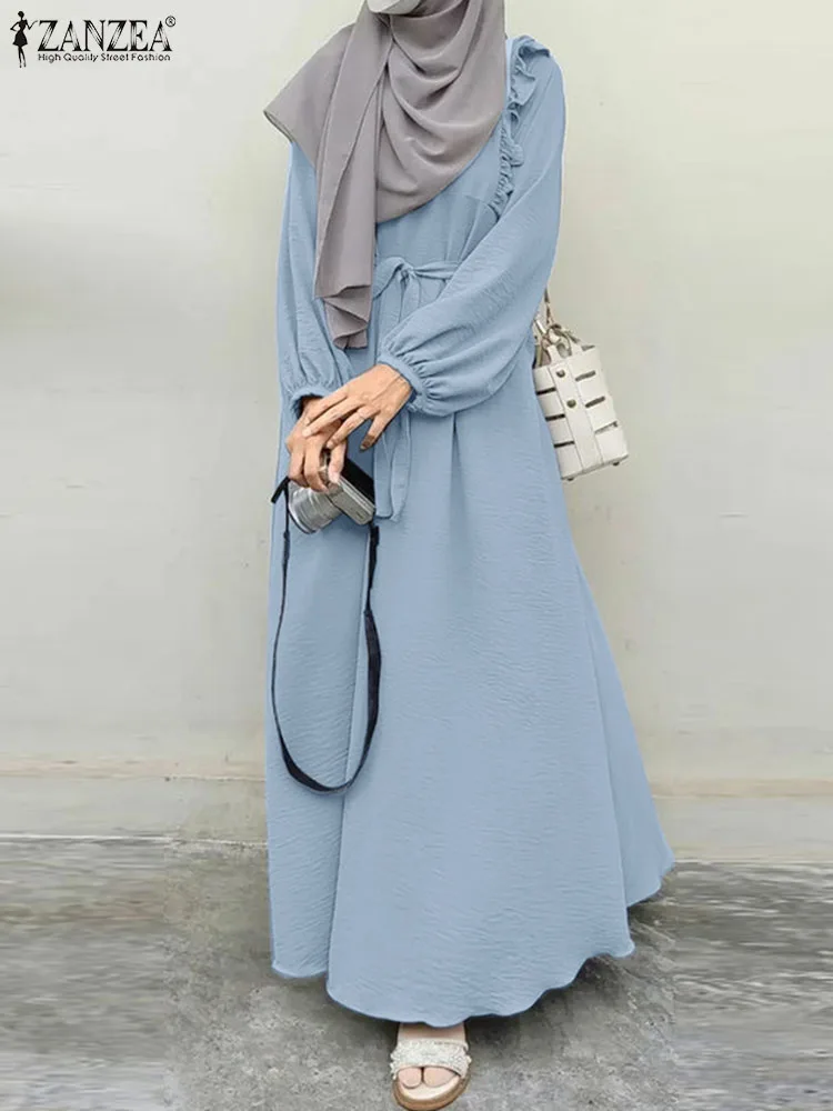Элегантный осенний сарафан ZANZEA, модный однотонный кафтан, мусульманская абайя, макси-платье Eid Mubarek, женское платье с круглым вырезом и длинными рукавами и оборками
Элегантный осенний сарафан ZANZEA, модный однотонный кафтан, мусульманская абайя, макси-платье Eid Mubarek, женское платье с круглым вырезом и длинными рукавами и оборками