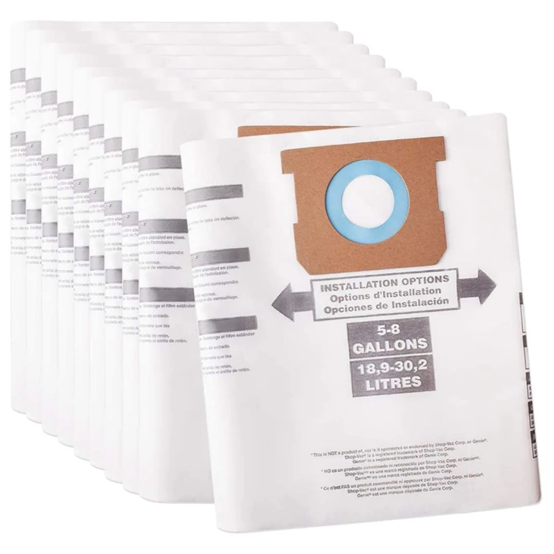 12 Pack Type E Replacement Vacuum Filter Bags For Shop Vac 5-8 Gallon Vacuum Replaces Part 90661 906-61 9066100
12 Pack Type E Replacement Vacuum Filter Bags For Shop Vac 5-8 Gallon Vacuum Replaces Part 90661 906-61 9066100