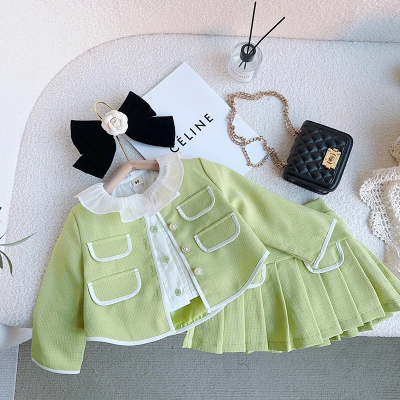 2023 Autumn and Winter Baby Girls Dress Set Infants Elegant Doll Collar Jacket + Pleated Skirt Kids Suits with Tops and Bottoms
2023 Autumn and Winter Baby Girls Dress Set Infants Elegant Doll Collar Jacket + Pleated Skirt Kids Suits with Tops and Bottoms