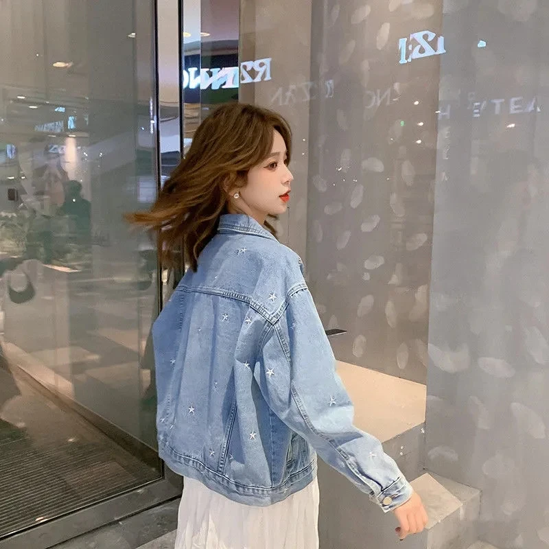 Stars Embroidery Denim Coat for Women 2023 Spring Autumn New Lady Cowboy Jacket Streetwear Casual Jean Jackets Fashion Clothing
Stars Embroidery Denim Coat for Women 2023 Spring Autumn New Lady Cowboy Jacket Streetwear Casual Jean Jackets Fashion Clothing
