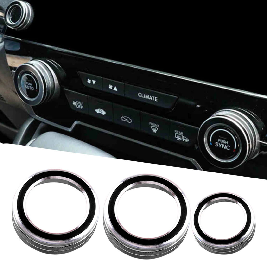 3Pcs Car AC Switch Knob Trim Ring Cover Decoration Black Aluminum Alloy Fit for Honda CR-V 2017 2018 2019 2020
3Pcs Car AC Switch Knob Trim Ring Cover Decoration Black Aluminum Alloy Fit for Honda CR-V 2017 2018 2019 2020