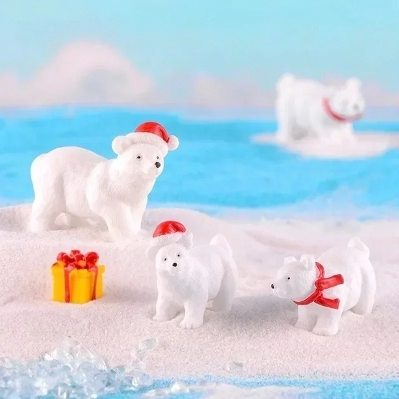 

Рождественский маленький подарок, белый медведь, Искусственный мох, микро-украшение, милый белый медведь, брелок, подвеска, украшение в виде животного