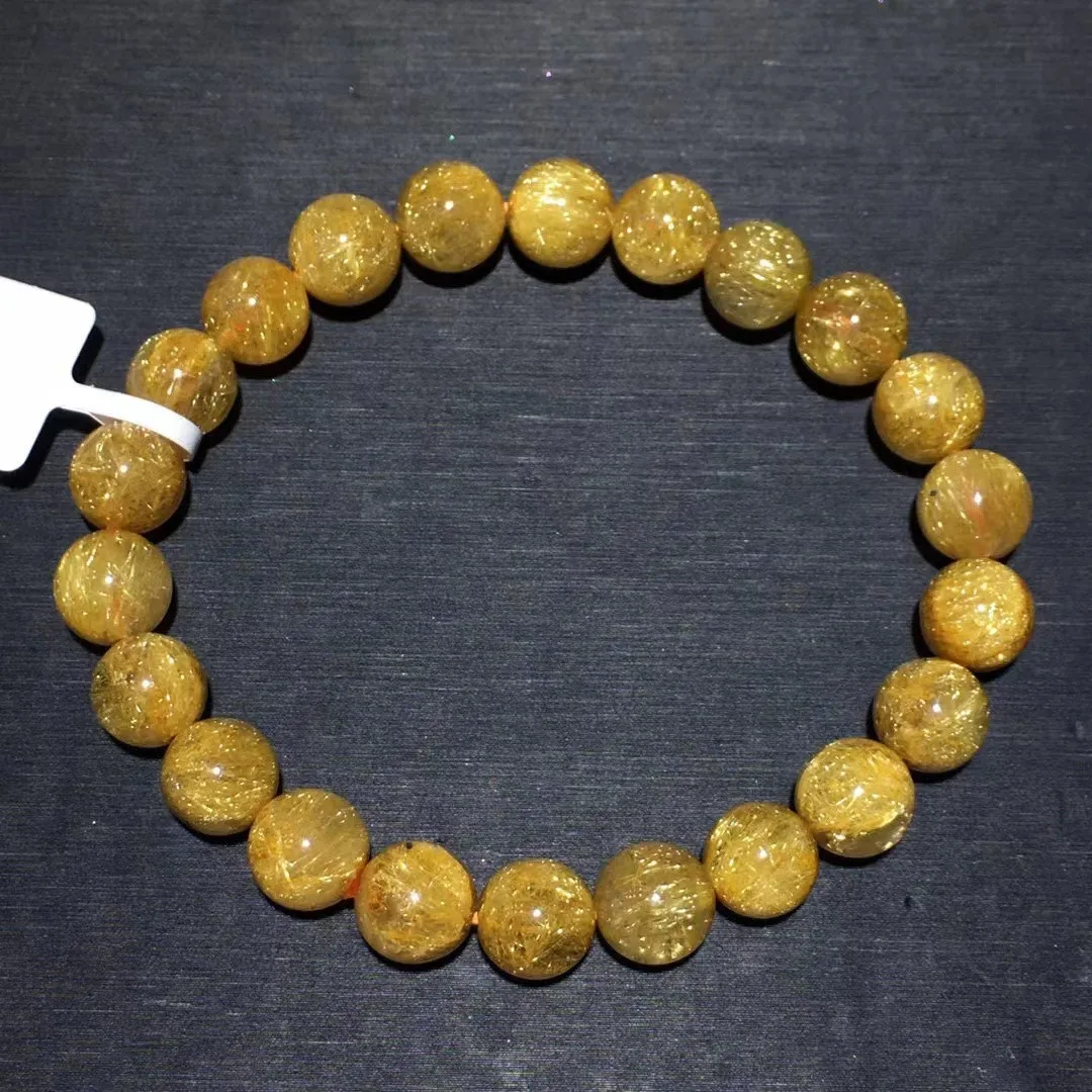 

8mm Natural Gold Rutilated Quartz Bracelet Jewelry For Woman Man Wealth Love Luck Gift Reiki Crystal Round Beads Strands AAAAA