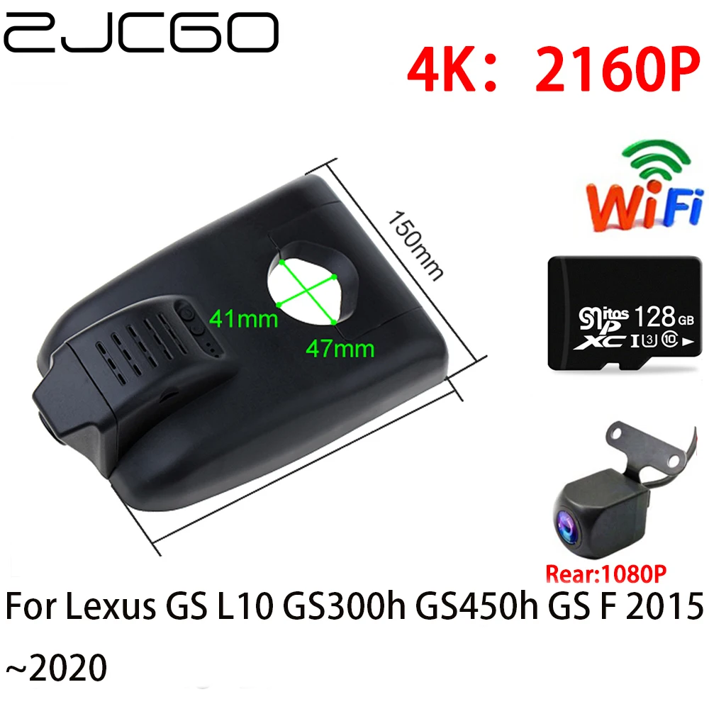 

ZJCGO 2K 4K Car DVR Dash Cam Wifi Front Rear Camera 2 Lens 24h Parking for Lexus GS L10 GS300h GS450h GS F 2015~2020