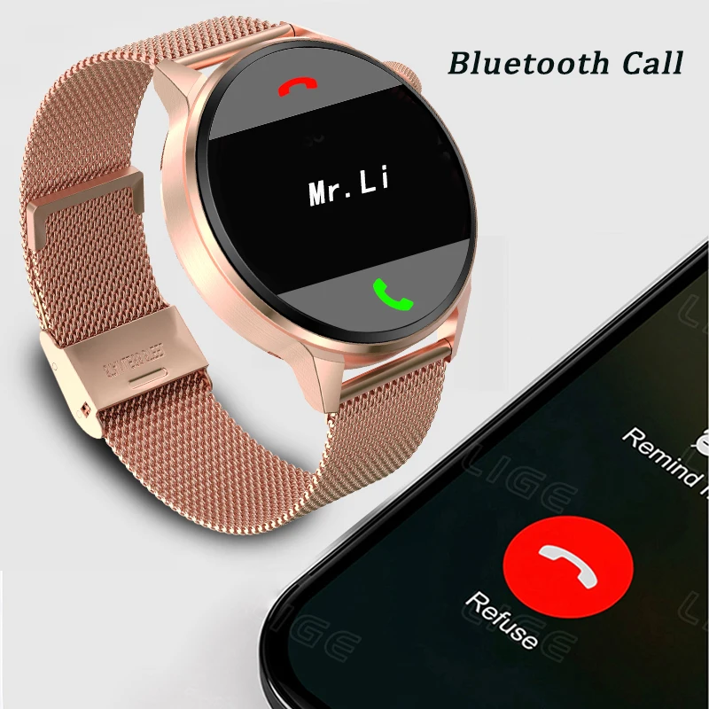 Смарт-часы LIGE NFC с беспроводным зарядным устройством ЭКГ часы Bluetooth наручные