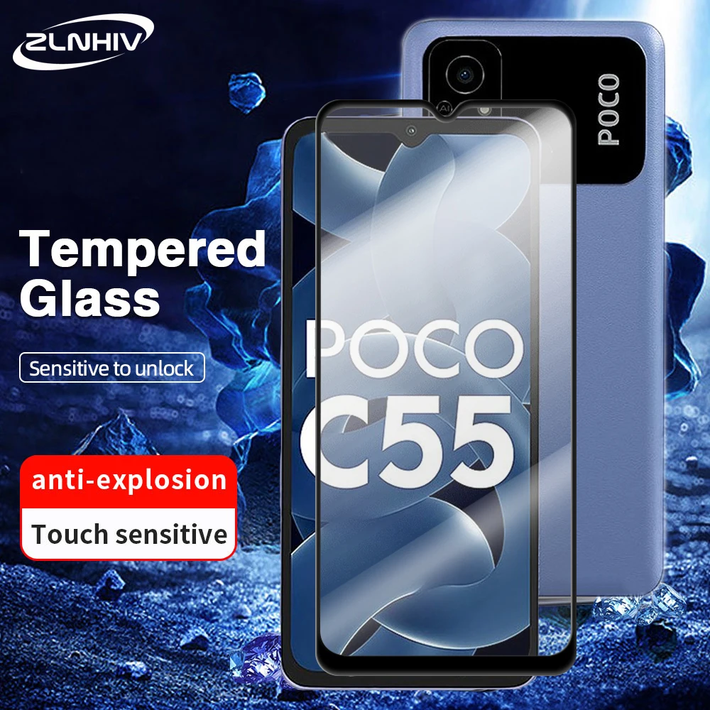 

ZLNHIV full cover For xiaomi Poco C40 C50 C55 C51 M4 5G M5 M3 C31 F5 Tempered glass screen protector smartphone protective film