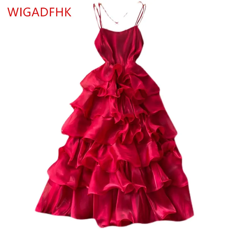 French High-end Layered Lotus Leaf Curled Suspender Dress 2022 Summer Party Dress Long Skirt High Waist Slim Temperament Dress
French High-end Layered Lotus Leaf Curled Suspender Dress 2022 Summer Party Dress Long Skirt High Waist Slim Temperament Dress