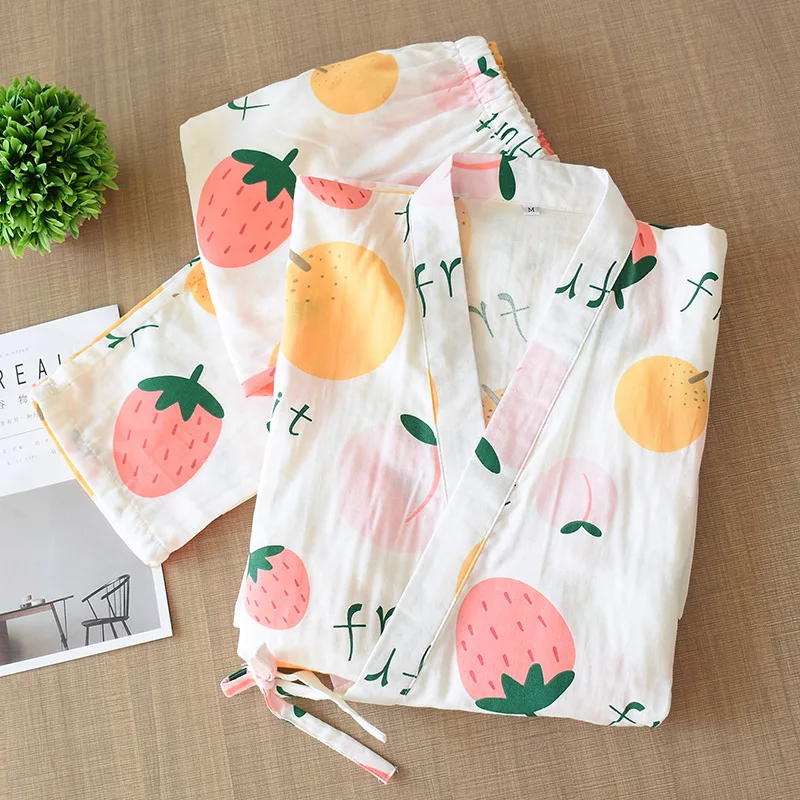 Women's Pajamas Spring And Autumn Three-Quarter Sleeve Japanese Kimono Cotton Yarn Home Service Love Sweet Two-Piece Set
Women's Pajamas Spring And Autumn Three-Quarter Sleeve Japanese Kimono Cotton Yarn Home Service Love Sweet Two-Piece Set