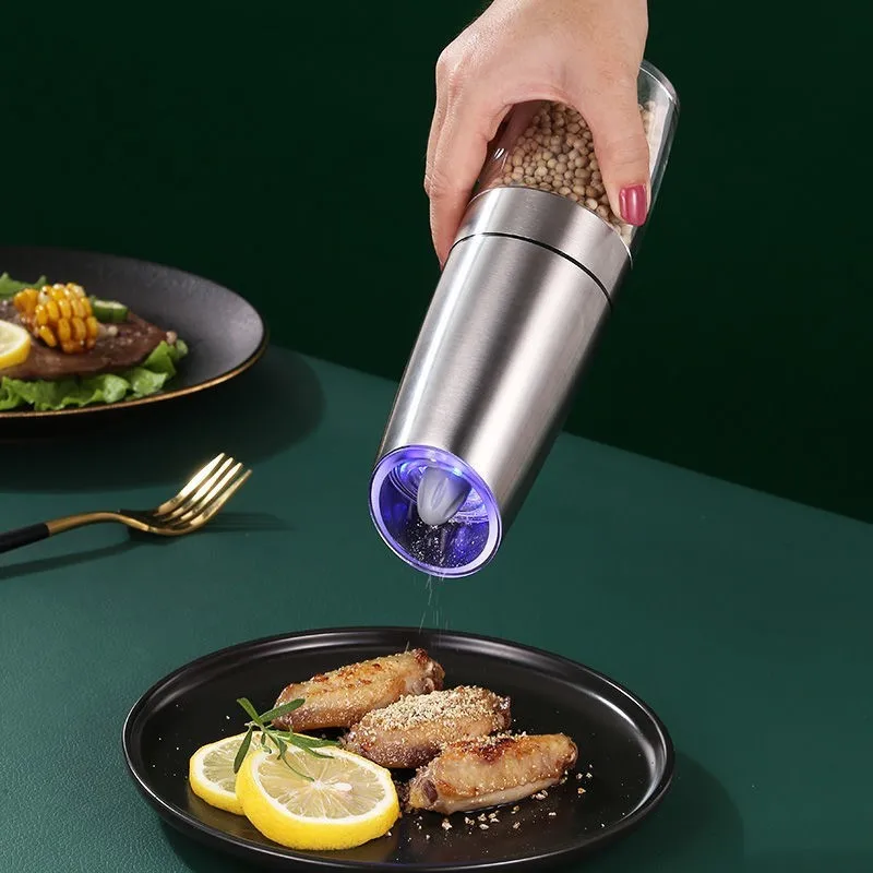 

Automatic Salt Pepper Grinder Gravity Induction Electric Spice Mill Seasoning Adjustable Coarseness Kitchen Tools With LED Light