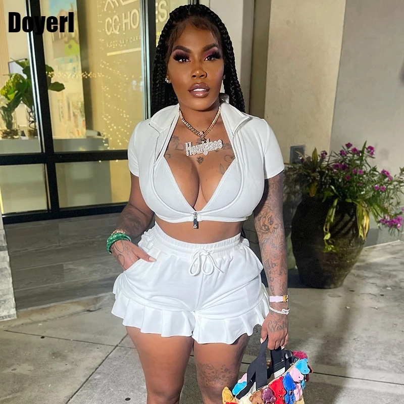 Women Sport Fitness 2 Two Piece Set Outfits Women Summer Zipper Crop Top and Ruffle Cycling Shorts Ladies Matching Set Tracksuit
Women Sport Fitness 2 Two Piece Set Outfits Women Summer Zipper Crop Top and Ruffle Cycling Shorts Ladies Matching Set Tracksuit