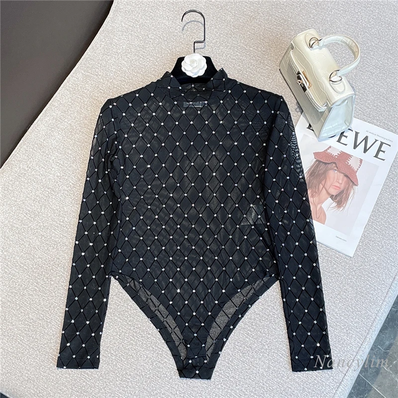 2022 Summer New Trendy Sexy Rhinestone Plaid Mesh Tshirt for Women Turtleneck Long Sleeve All-Match Skinny Top
2022 Summer New Trendy Sexy Rhinestone Plaid Mesh Tshirt for Women Turtleneck Long Sleeve All-Match Skinny Top