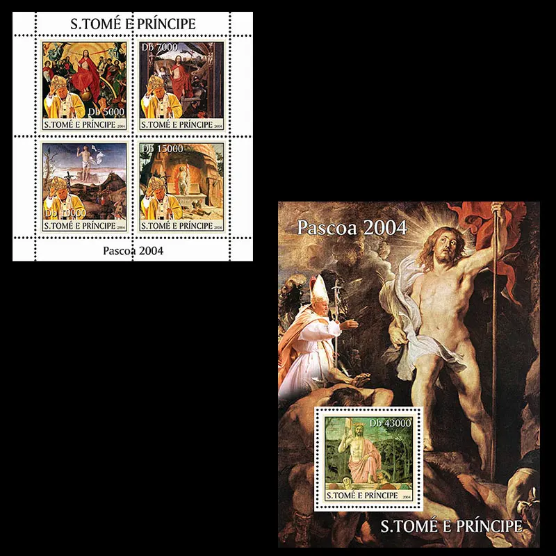 SAO Tome,2004,Easter Day,Religious Paintings,Pope Stamps,2M Brand New,Stamp Collection
SAO Tome,2004,Easter Day,Religious Paintings,Pope Stamps,2M Brand New,Stamp Collection