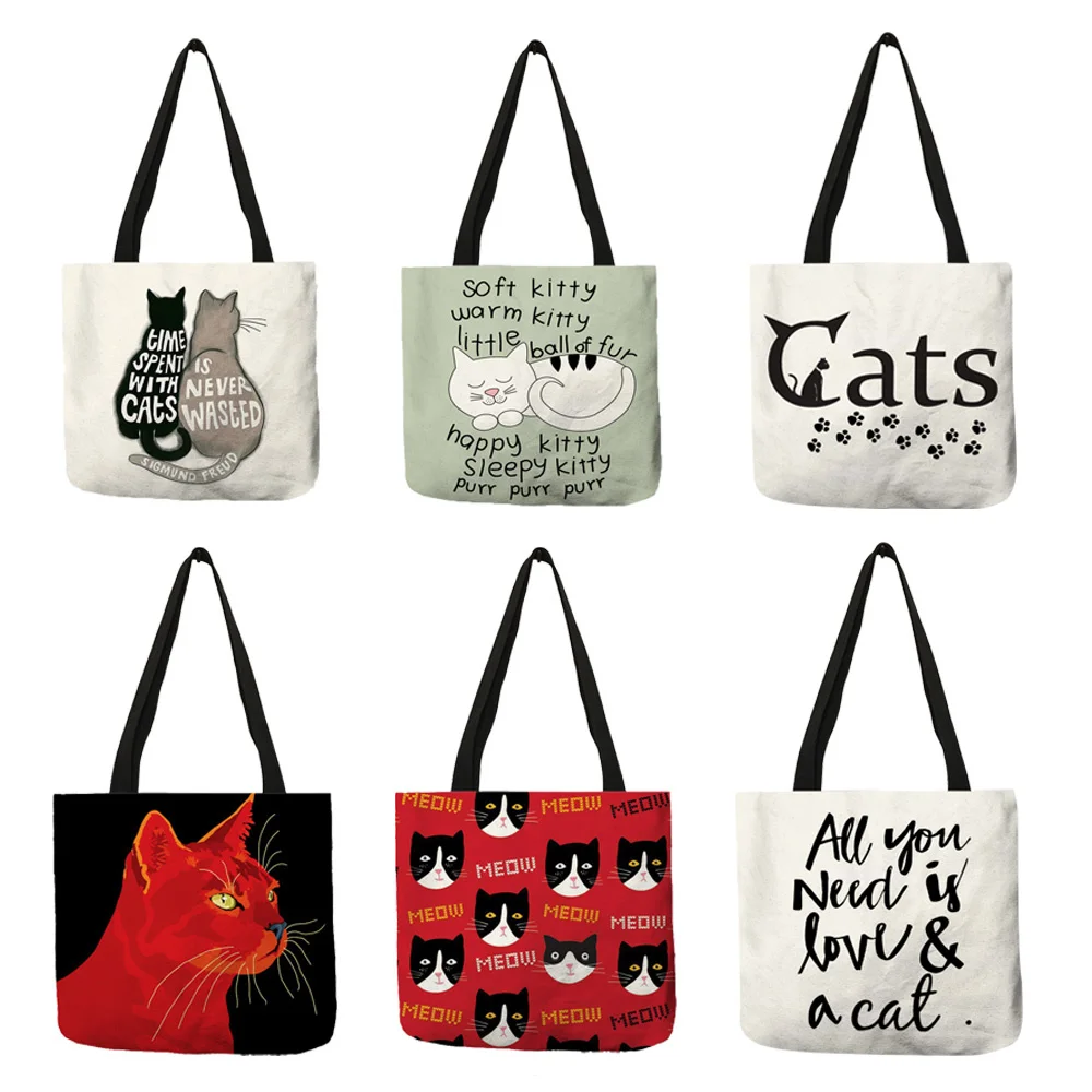 Customize Creative Cat Pattern Tote Bag for Women Print for Lady Eco Linen Shopping Bags Traveling Pouch
Customize Creative Cat Pattern Tote Bag for Women Print for Lady Eco Linen Shopping Bags Traveling Pouch